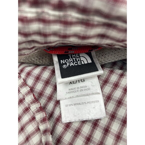 The North Face Shirt Mens Sz XL Red Plaid Outdoor Button Up Distressed Look - Picture 7 of 10
